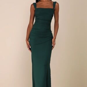 Lulus Dark Green Mesh Maxi Dress